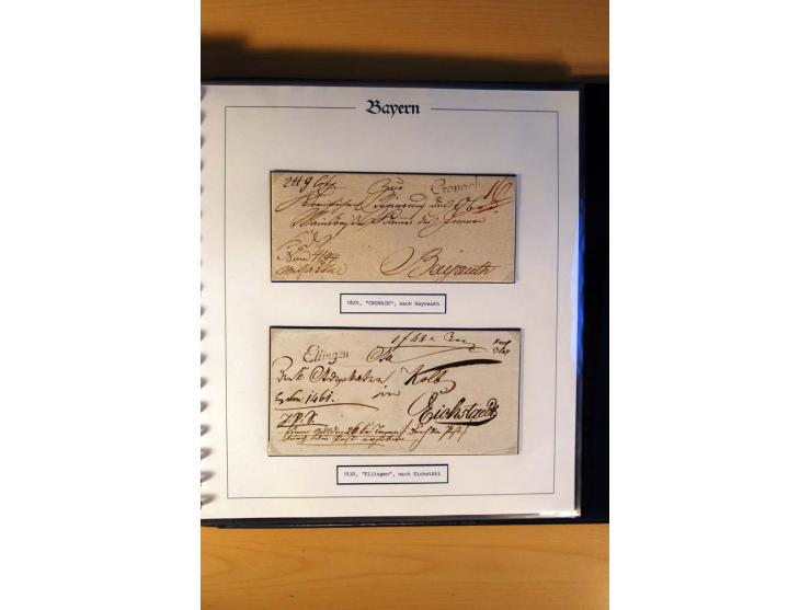 1569/1840 (ca.), fünfbändige postgeschichtliche Sammlung mit vielen seltenen Belegen, dabei gute 'adelige' Stempel wie z. B. 