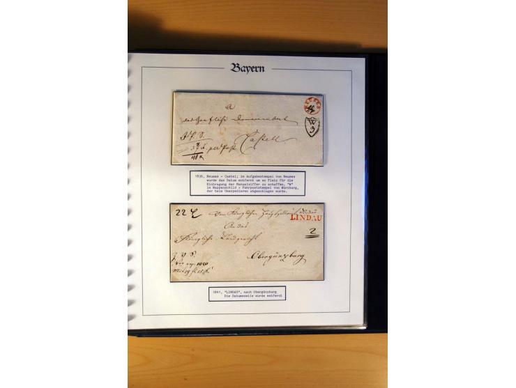 1569/1840 (ca.), fünfbändige postgeschichtliche Sammlung mit vielen seltenen Belegen, dabei gute 'adelige' Stempel wie z. B. 