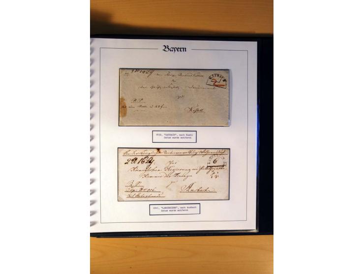 1569/1840 (ca.), fünfbändige postgeschichtliche Sammlung mit vielen seltenen Belegen, dabei gute 'adelige' Stempel wie z. B. 