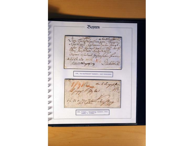1569/1840 (ca.), fünfbändige postgeschichtliche Sammlung mit vielen seltenen Belegen, dabei gute 'adelige' Stempel wie z. B. 