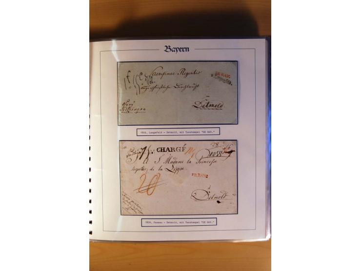 1569/1840 (ca.), fünfbändige postgeschichtliche Sammlung mit vielen seltenen Belegen, dabei gute 'adelige' Stempel wie z. B. 