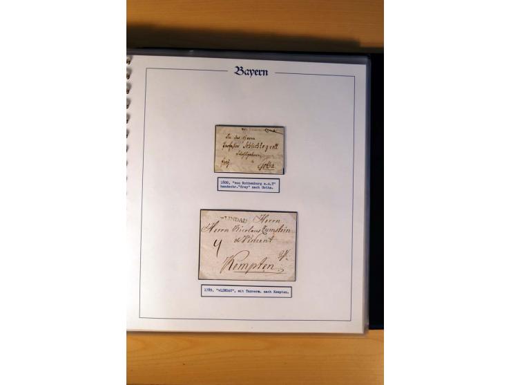 1569/1840 (ca.), fünfbändige postgeschichtliche Sammlung mit vielen seltenen Belegen, dabei gute 'adelige' Stempel wie z. B. 