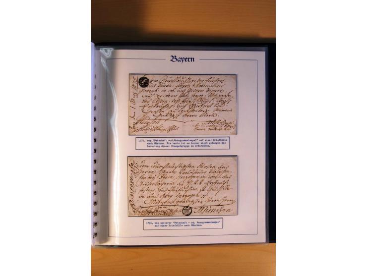 1569/1840 (ca.), fünfbändige postgeschichtliche Sammlung mit vielen seltenen Belegen, dabei gute 'adelige' Stempel wie z. B. 
