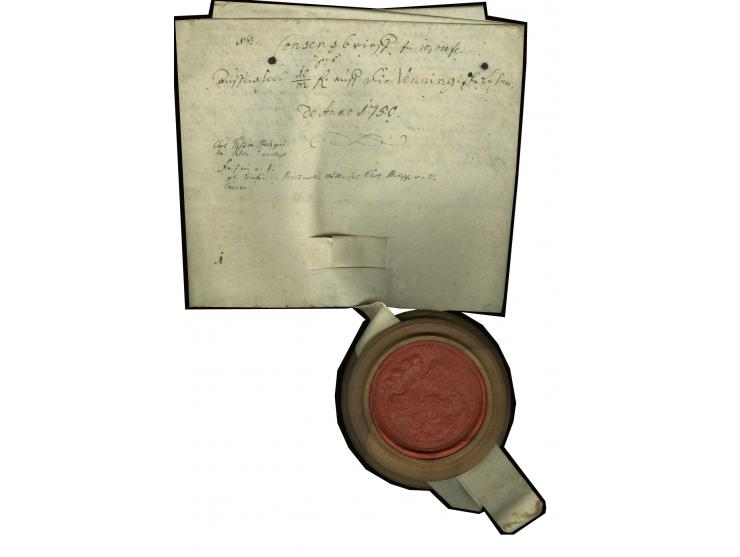 Carl Theodor, Pfalzgraf bei Rhein, Kurfürst in Bayern, dekorative Urkunde auf Pergament, datiert Mannheim, 1750, ohne Untersc