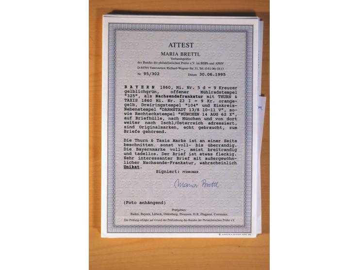 1849/70 (ca.), Sammlungsbestand von einigen losen Marken und Briefstücken (u. a. Probedruck der Nr. 1 mit entferntem Seidenfa