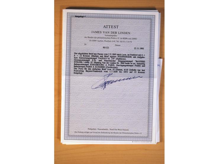 1849/70 (ca.), Sammlungsbestand von einigen losen Marken und Briefstücken (u. a. Probedruck der Nr. 1 mit entferntem Seidenfa