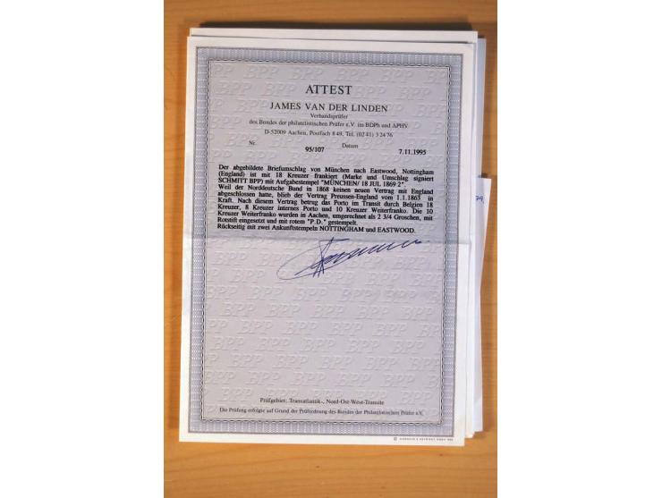 1849/70 (ca.), Sammlungsbestand von einigen losen Marken und Briefstücken (u. a. Probedruck der Nr. 1 mit entferntem Seidenfa