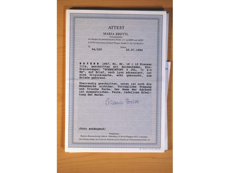 1849/70 (ca.), Sammlungsbestand von einigen losen Marken und Briefstücken (u. a. Probedruck der Nr. 1 mit entferntem Seidenfa