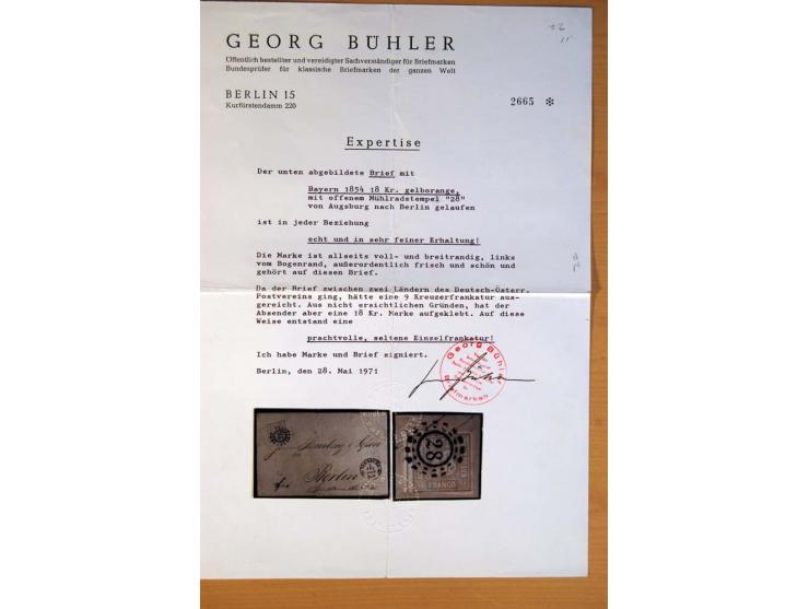 1849/70 (ca.), Sammlungsbestand von einigen losen Marken und Briefstücken (u. a. Probedruck der Nr. 1 mit entferntem Seidenfa