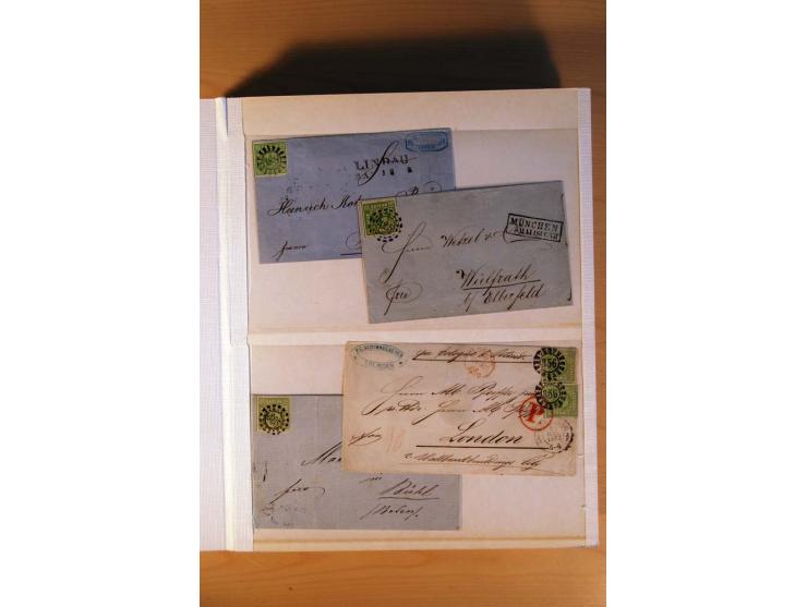1849/70 (ca.), Sammlungsbestand von einigen losen Marken und Briefstücken (u. a. Probedruck der Nr. 1 mit entferntem Seidenfa
