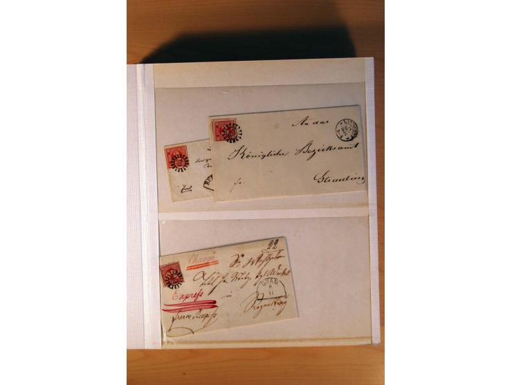 1849/70 (ca.), Sammlungsbestand von einigen losen Marken und Briefstücken (u. a. Probedruck der Nr. 1 mit entferntem Seidenfa