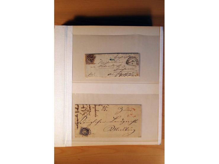 1849/70 (ca.), Sammlungsbestand von einigen losen Marken und Briefstücken (u. a. Probedruck der Nr. 1 mit entferntem Seidenfa