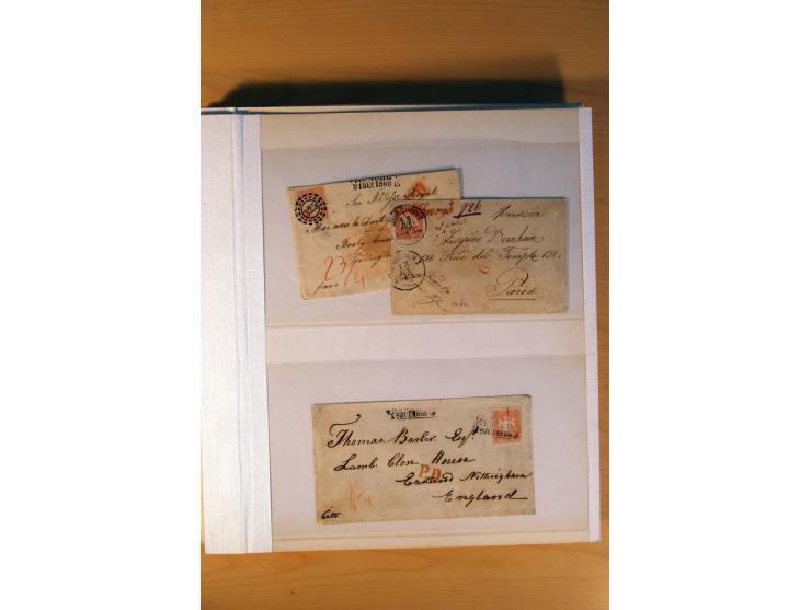 1849/70 (ca.), Sammlungsbestand von einigen losen Marken und Briefstücken (u. a. Probedruck der Nr. 1 mit entferntem Seidenfa