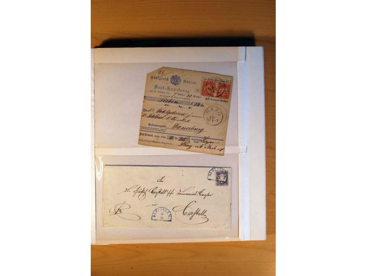 1849/70 (ca.), Sammlungsbestand von einigen losen Marken und Briefstücken (u. a. Probedruck der Nr. 1 mit entferntem Seidenfa