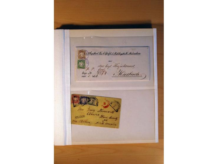 1849/70 (ca.), Sammlungsbestand von einigen losen Marken und Briefstücken (u. a. Probedruck der Nr. 1 mit entferntem Seidenfa