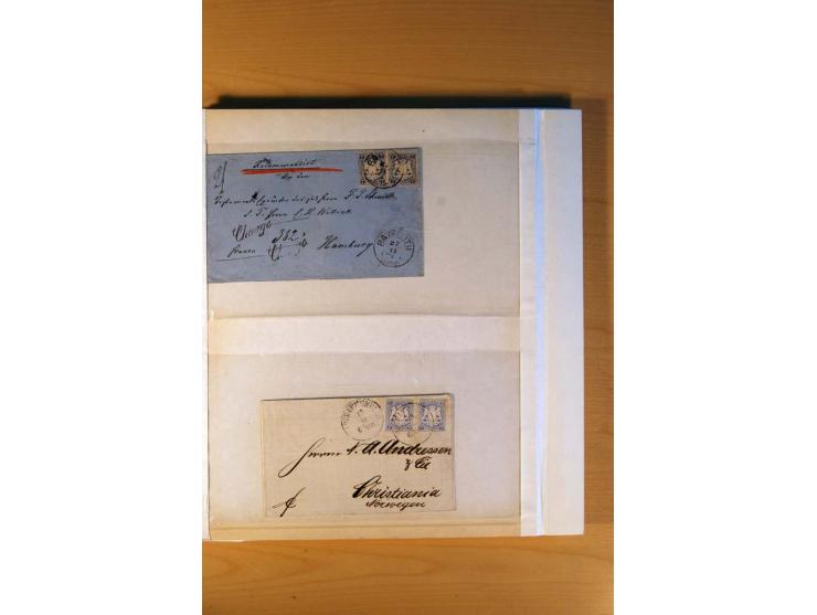 1849/70 (ca.), Sammlungsbestand von einigen losen Marken und Briefstücken (u. a. Probedruck der Nr. 1 mit entferntem Seidenfa