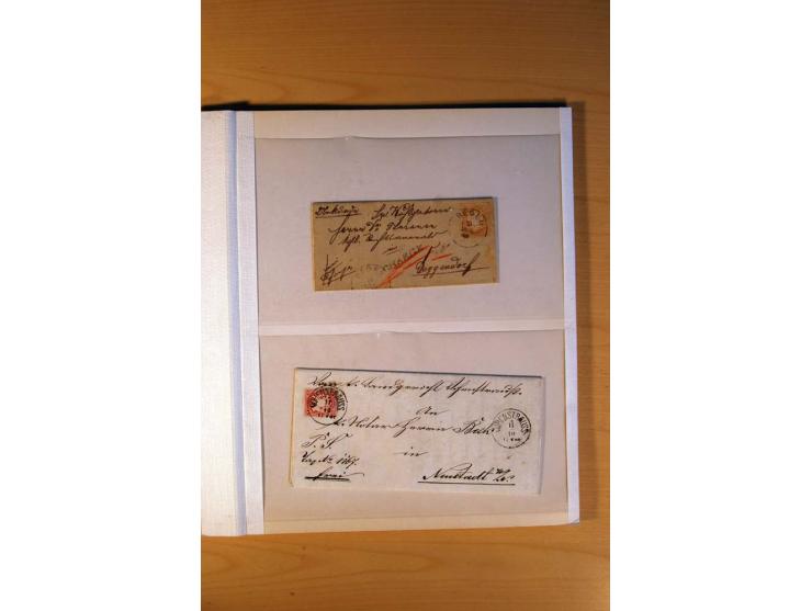1849/70 (ca.), Sammlungsbestand von einigen losen Marken und Briefstücken (u. a. Probedruck der Nr. 1 mit entferntem Seidenfa