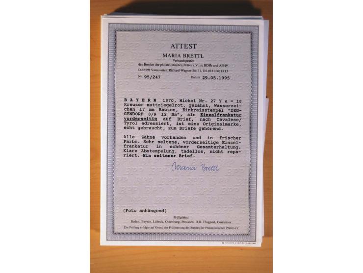 1849/70 (ca.), Sammlungsbestand von einigen losen Marken und Briefstücken (u. a. Probedruck der Nr. 1 mit entferntem Seidenfa