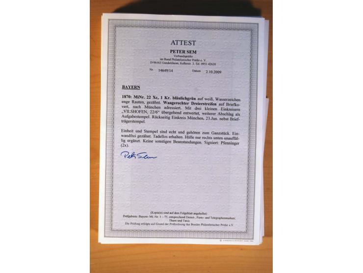 1849/70 (ca.), Sammlungsbestand von einigen losen Marken und Briefstücken (u. a. Probedruck der Nr. 1 mit entferntem Seidenfa