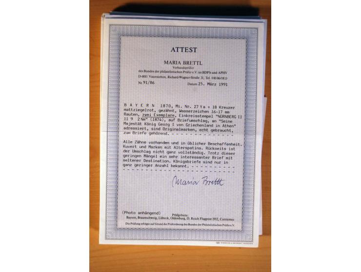 1849/70 (ca.), Sammlungsbestand von einigen losen Marken und Briefstücken (u. a. Probedruck der Nr. 1 mit entferntem Seidenfa