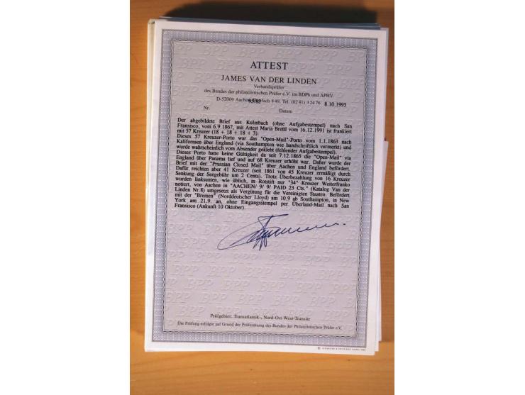1849/70 (ca.), Sammlungsbestand von einigen losen Marken und Briefstücken (u. a. Probedruck der Nr. 1 mit entferntem Seidenfa