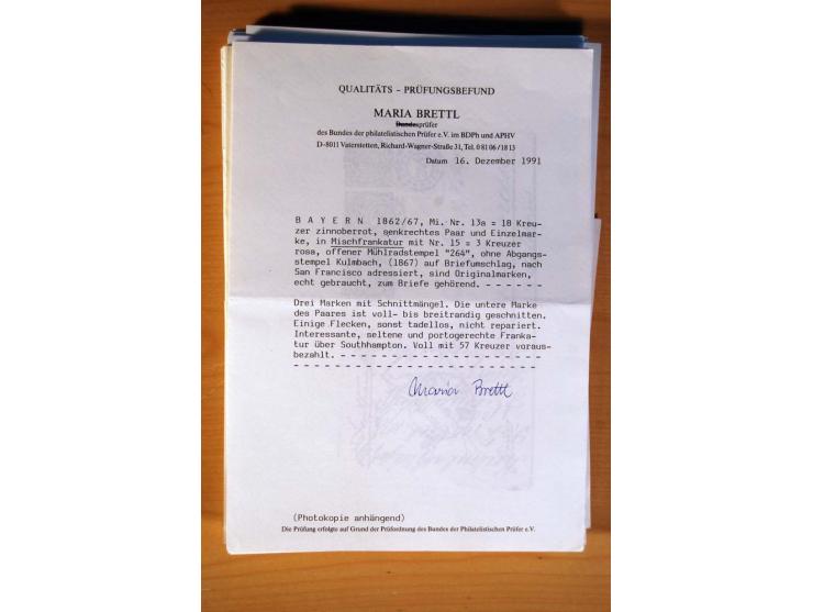 1849/70 (ca.), Sammlungsbestand von einigen losen Marken und Briefstücken (u. a. Probedruck der Nr. 1 mit entferntem Seidenfa