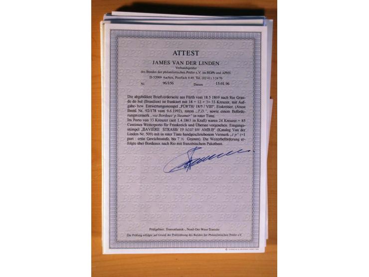1849/70 (ca.), Sammlungsbestand von einigen losen Marken und Briefstücken (u. a. Probedruck der Nr. 1 mit entferntem Seidenfa
