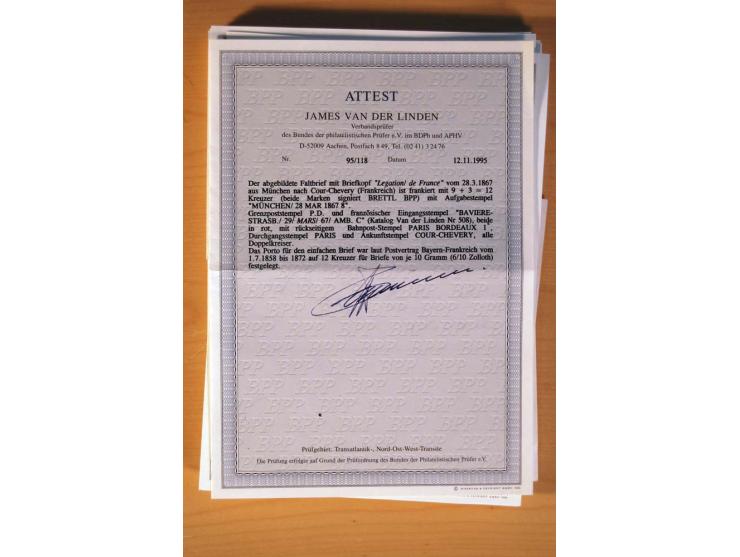 1849/70 (ca.), Sammlungsbestand von einigen losen Marken und Briefstücken (u. a. Probedruck der Nr. 1 mit entferntem Seidenfa