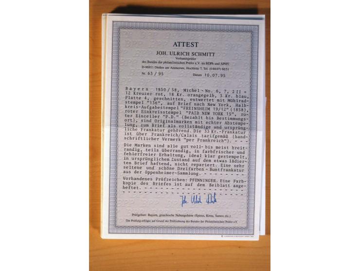 1849/70 (ca.), Sammlungsbestand von einigen losen Marken und Briefstücken (u. a. Probedruck der Nr. 1 mit entferntem Seidenfa