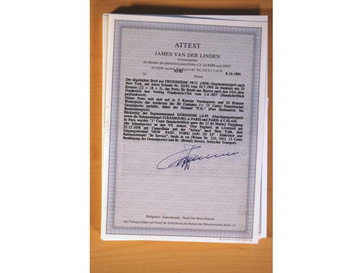 1849/70 (ca.), Sammlungsbestand von einigen losen Marken und Briefstücken (u. a. Probedruck der Nr. 1 mit entferntem Seidenfa