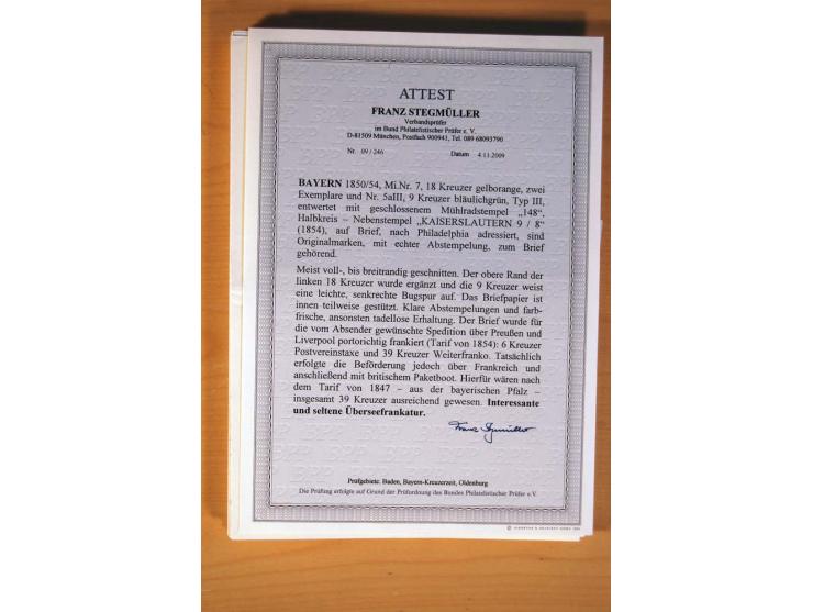 1849/70 (ca.), Sammlungsbestand von einigen losen Marken und Briefstücken (u. a. Probedruck der Nr. 1 mit entferntem Seidenfa