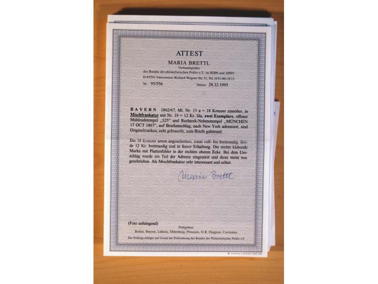 1849/70 (ca.), Sammlungsbestand von einigen losen Marken und Briefstücken (u. a. Probedruck der Nr. 1 mit entferntem Seidenfa