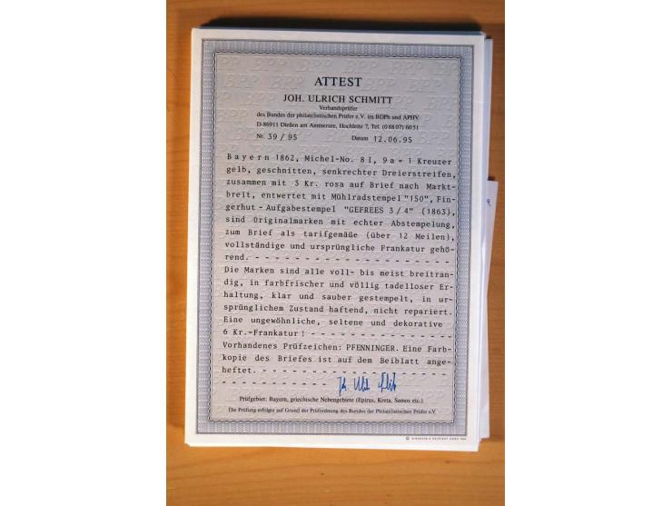 1849/70 (ca.), Sammlungsbestand von einigen losen Marken und Briefstücken (u. a. Probedruck der Nr. 1 mit entferntem Seidenfa
