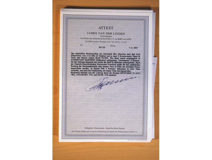 1849/70 (ca.), Sammlungsbestand von einigen losen Marken und Briefstücken (u. a. Probedruck der Nr. 1 mit entferntem Seidenfa