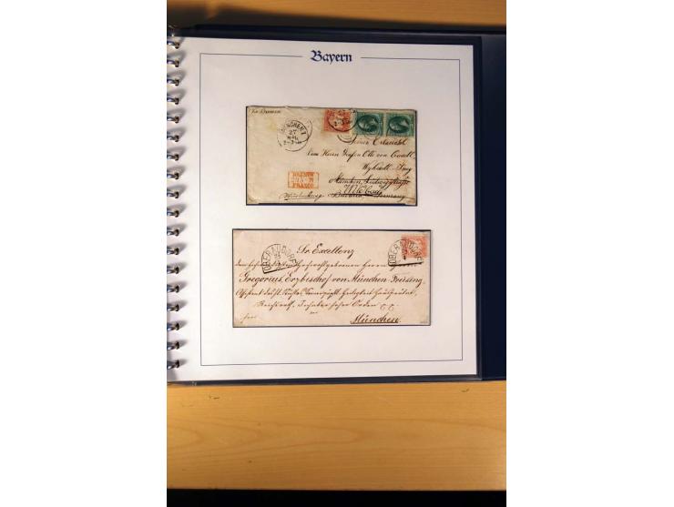 1870/75, zweibändige Spezialsammlung der gezähnten Wappenausgaben in Kreuzerwährung, gestempelt und überwiegend auf Briefen g