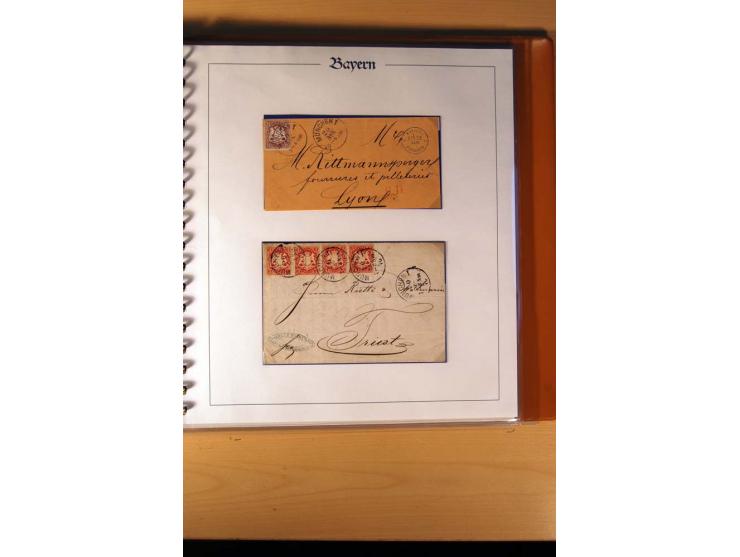 1870/75, zweibändige Spezialsammlung der gezähnten Wappenausgaben in Kreuzerwährung, gestempelt und überwiegend auf Briefen g