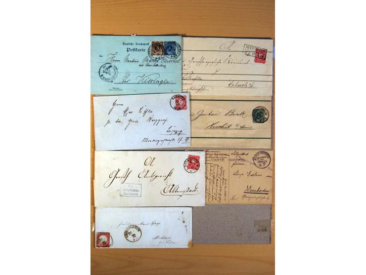 1880/1945, kleine Partie von über 100 Briefen und Karten, dabei Mi.-Nr. IV und VI je auf Karte und Mi.-Nr. 438-39 je auf Zepp