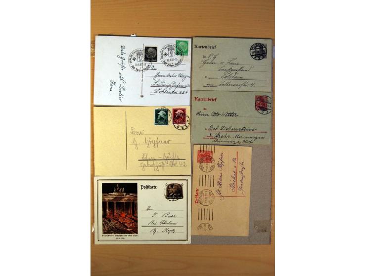 1880/1945, kleine Partie von über 100 Briefen und Karten, dabei Mi.-Nr. IV und VI je auf Karte und Mi.-Nr. 438-39 je auf Zepp