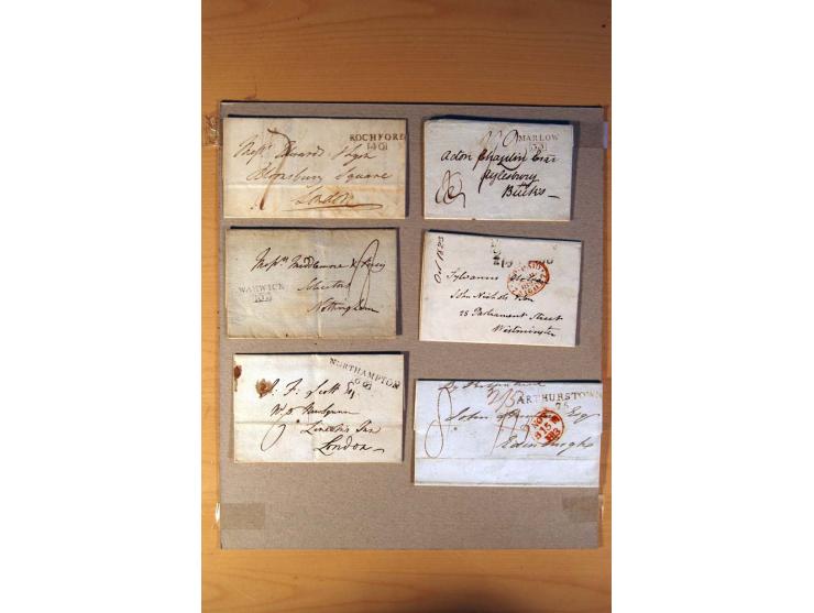 1813/1935, über 90 Briefe und Karten mit vielen interessanten Stücken dabei Mulready-Umschlag 1 und 2 P., gebraucht, Mi.-Nr. 