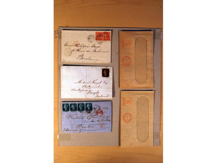 1813/1935, über 90 Briefe und Karten mit vielen interessanten Stücken dabei Mulready-Umschlag 1 und 2 P., gebraucht, Mi.-Nr. 