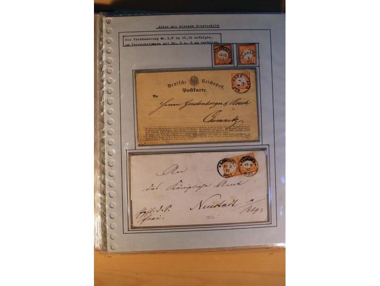 1872/75, BRUSTSCHILDE, ungebrauchter, teils postfrischer und gestempelter umfangreicher Sammlungsbestand, aufgelockert durch 