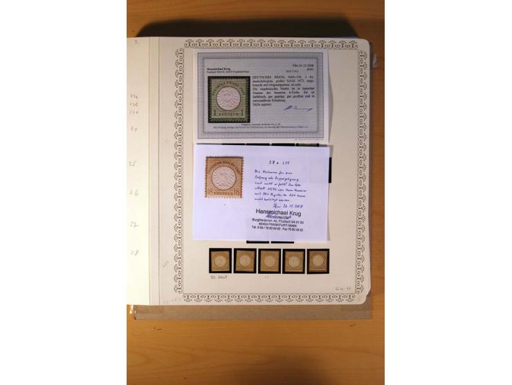 1872/75, BRUSTSCHILDE, ungebrauchter, teils postfrischer und gestempelter umfangreicher Sammlungsbestand, aufgelockert durch 