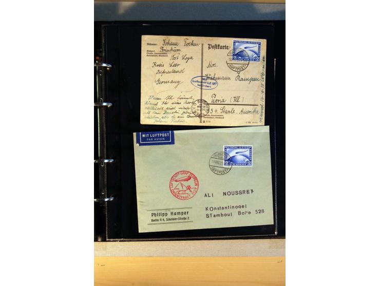 ZEPPELIN-POST:1913/38, Sammlung mit etwa 70 Briefen und Karten, dabei u.a. Sieger Nr. 8a, Südamerika-, Polar- und Chicagofahr
