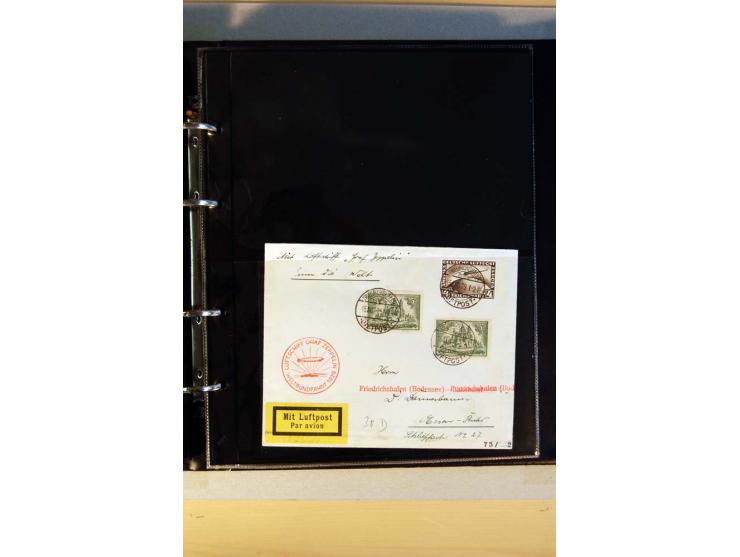 ZEPPELIN-POST:1913/38, Sammlung mit etwa 70 Briefen und Karten, dabei u.a. Sieger Nr. 8a, Südamerika-, Polar- und Chicagofahr