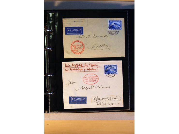 ZEPPELIN-POST:1913/38, Sammlung mit etwa 70 Briefen und Karten, dabei u.a. Sieger Nr. 8a, Südamerika-, Polar- und Chicagofahr