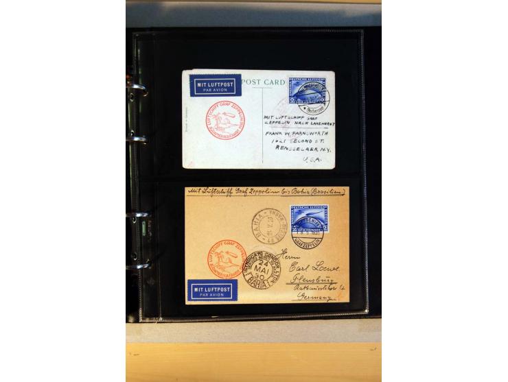 ZEPPELIN-POST:1913/38, Sammlung mit etwa 70 Briefen und Karten, dabei u.a. Sieger Nr. 8a, Südamerika-, Polar- und Chicagofahr