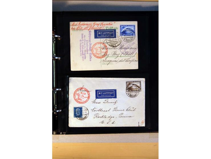 ZEPPELIN-POST:1913/38, Sammlung mit etwa 70 Briefen und Karten, dabei u.a. Sieger Nr. 8a, Südamerika-, Polar- und Chicagofahr