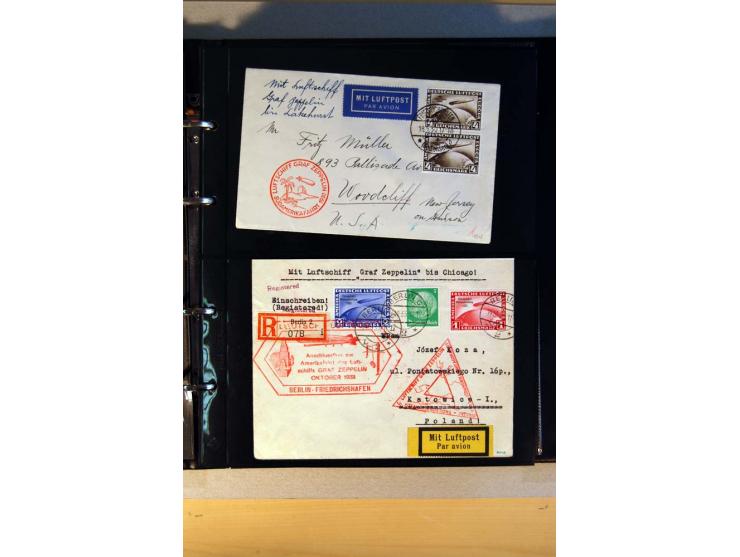 ZEPPELIN-POST:1913/38, Sammlung mit etwa 70 Briefen und Karten, dabei u.a. Sieger Nr. 8a, Südamerika-, Polar- und Chicagofahr