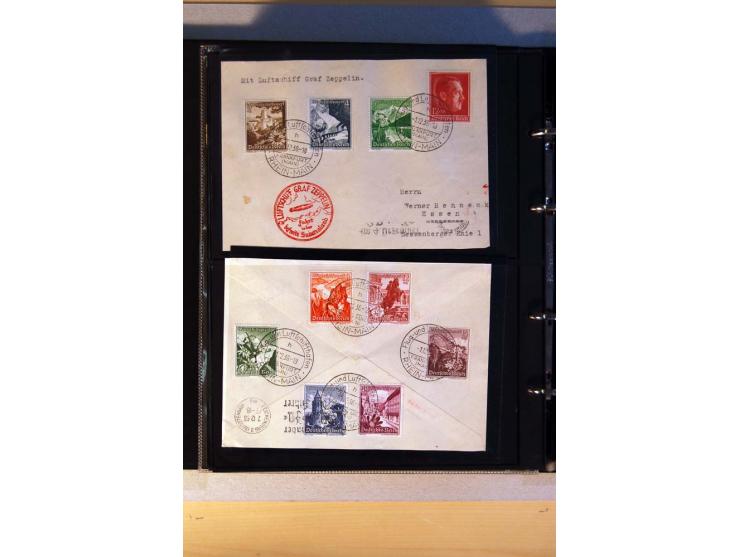 ZEPPELIN-POST:1913/38, Sammlung mit etwa 70 Briefen und Karten, dabei u.a. Sieger Nr. 8a, Südamerika-, Polar- und Chicagofahr