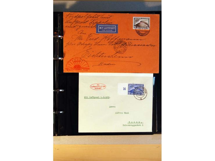 ZEPPELIN-POST:1913/38, Sammlung mit etwa 70 Briefen und Karten, dabei u.a. Sieger Nr. 8a, Südamerika-, Polar- und Chicagofahr